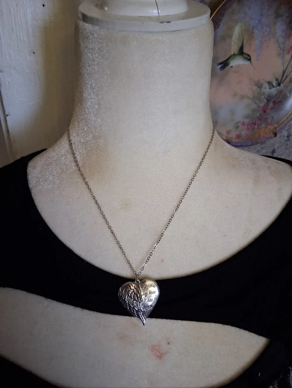 Silver Heart Wing Pendant Necklace - Inspirational Women Jewelry